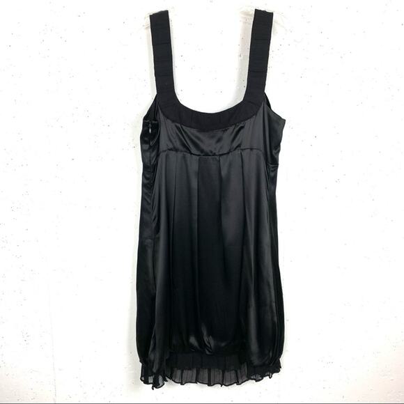 Armani Exchange Silk Empire Waist Ruffle Hem Mini Dress Black Size 8 - Picture 2 of 10